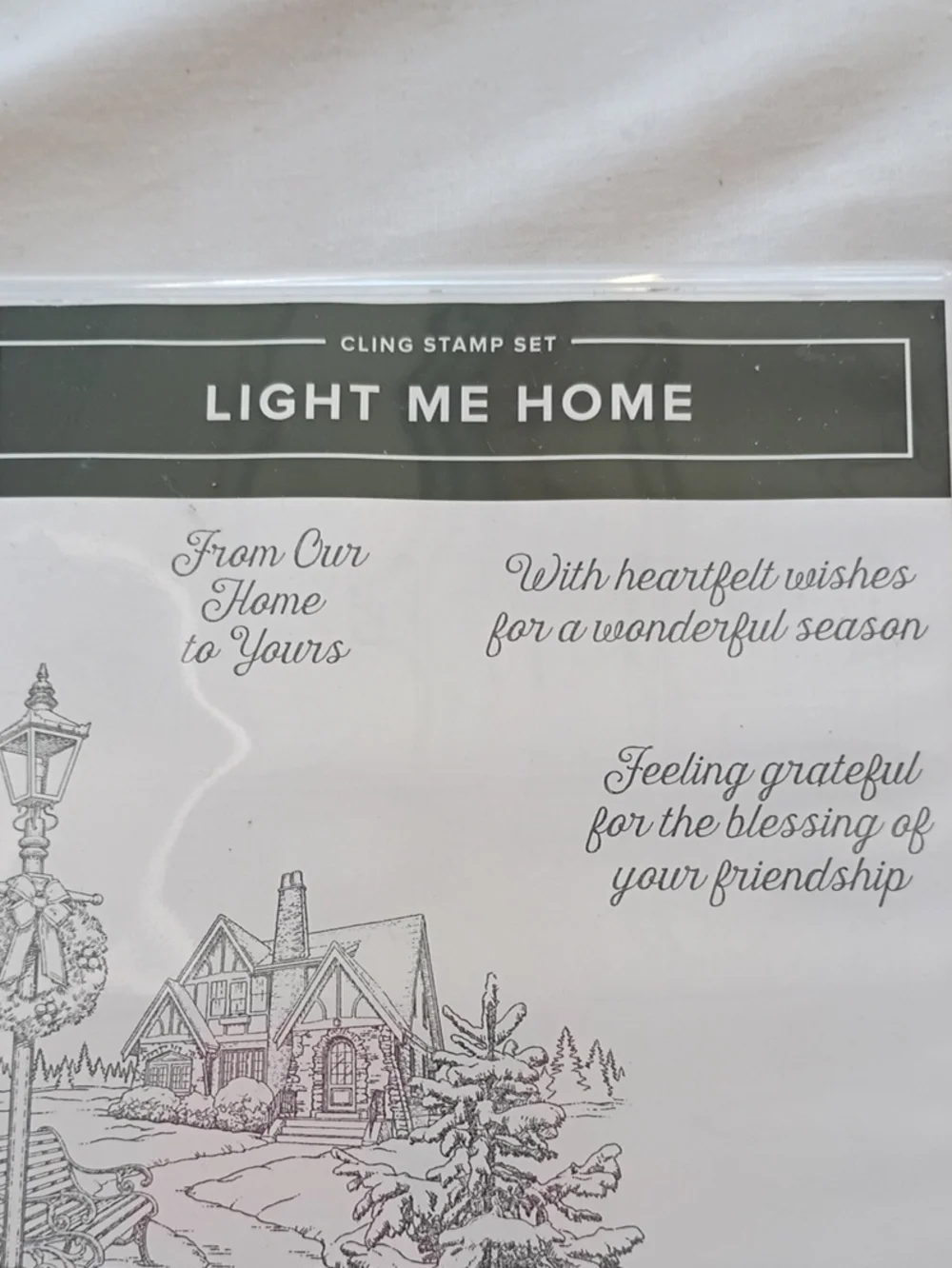 EUC Stampin' Up! Light Me Home Cling Stamp Set - Retired Christmas